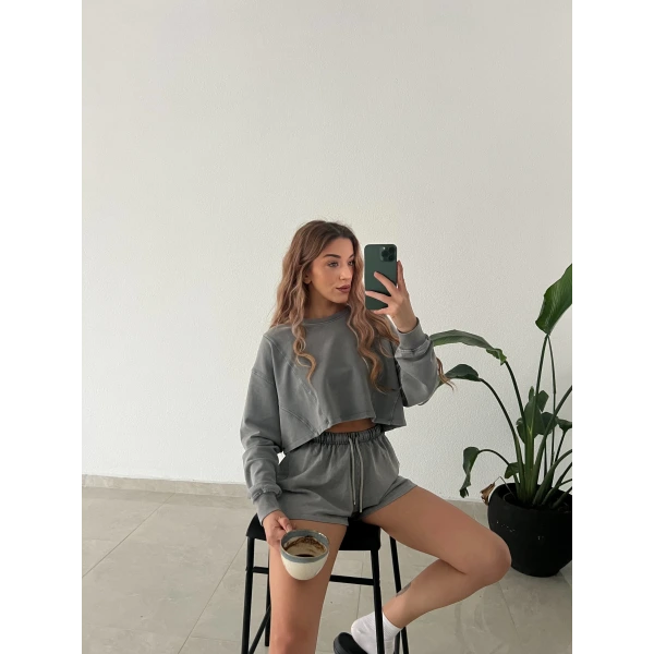 Oysho Yıkamalı Şortlu Takım