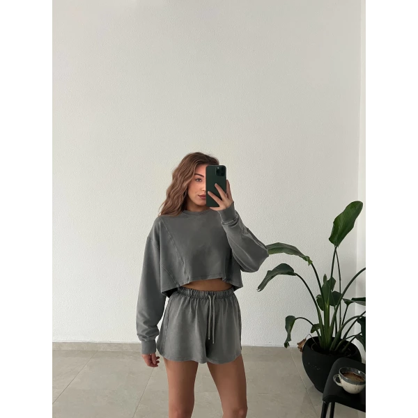 Oysho Yıkamalı Şortlu Takım