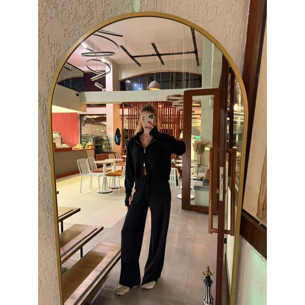 Parmak Geçmeli Kapüşonlu Triko Takım