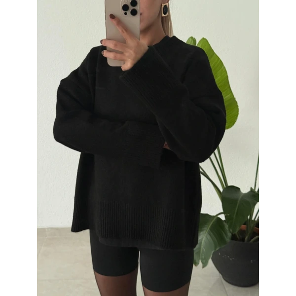 Ribana Detaylı Basic Bisiklet Yaka Kazak