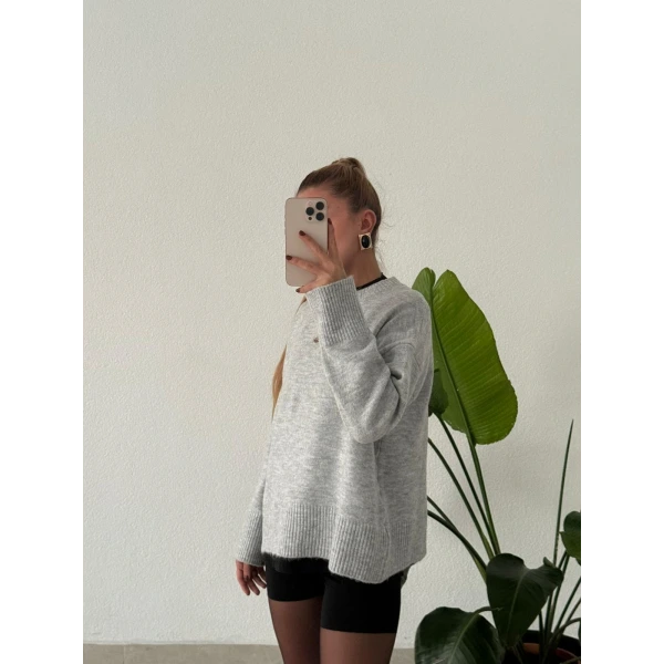 Ribana Detaylı Basic Bisiklet Yaka Kazak