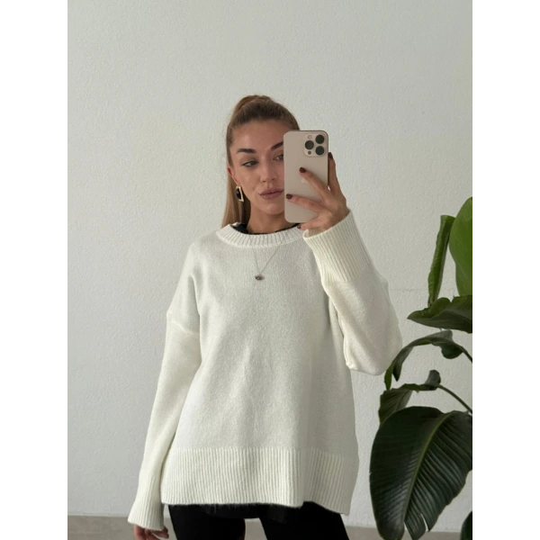 Ribana Detaylı Basic Bisiklet Yaka Kazak