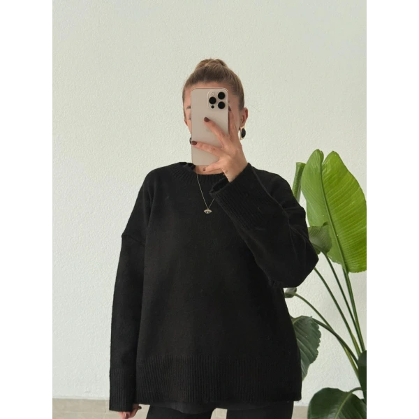 Ribana Detaylı Basic Bisiklet Yaka Kazak