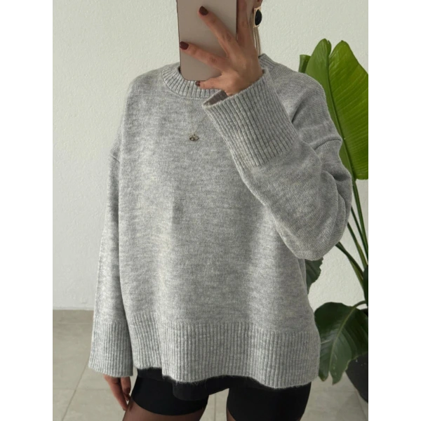 Ribana Detaylı Basic Bisiklet Yaka Kazak