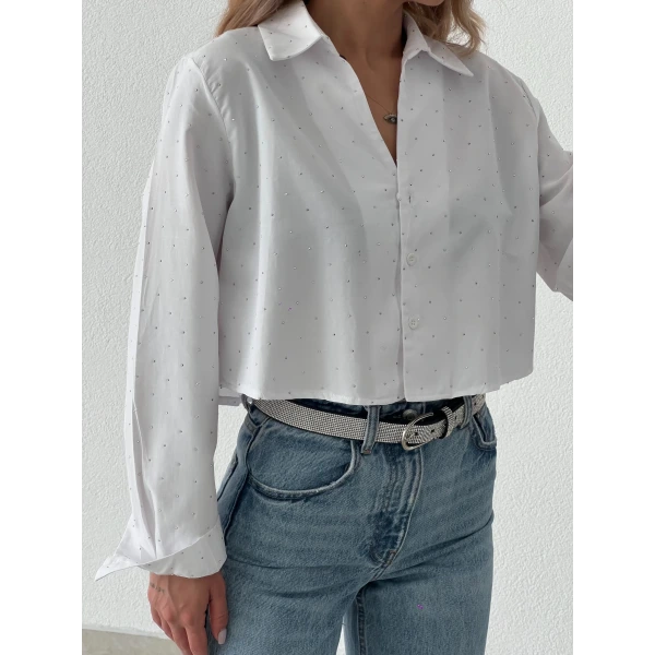 Taşlı Crop Gömlek