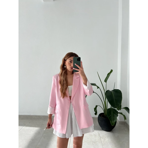 Vatkalı Premium Pembe Ceket