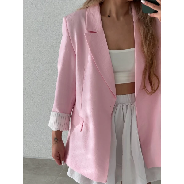Vatkalı Premium Pembe Ceket