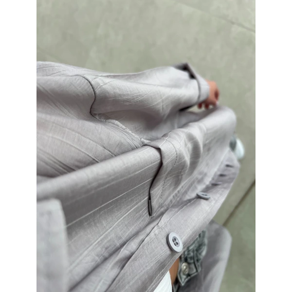 Yağ Yıkamalı Tek Cepli Oversize Gömlek