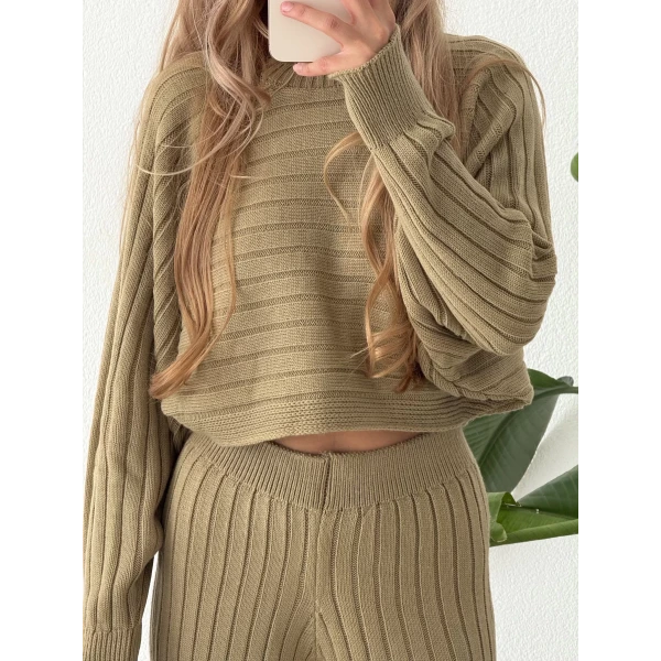 Yarasa Kol Pantolonlu Triko Takım