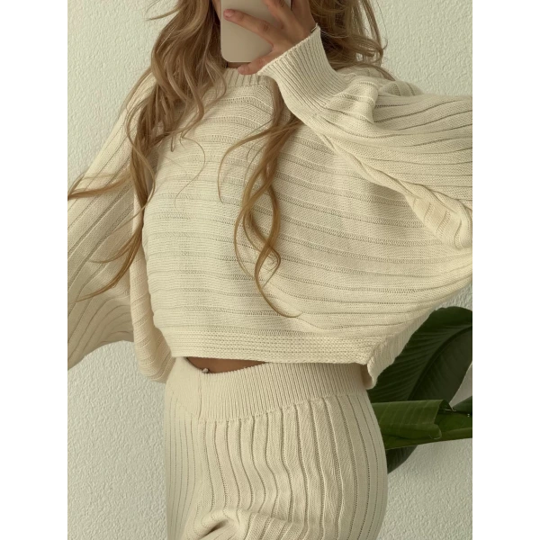 Yarasa Kol Pantolonlu Triko Takım