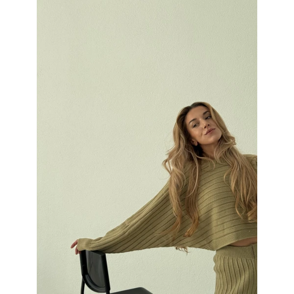 Yarasa Kol Pantolonlu Triko Takım