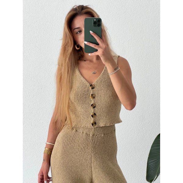 Yelekli Triko Takım