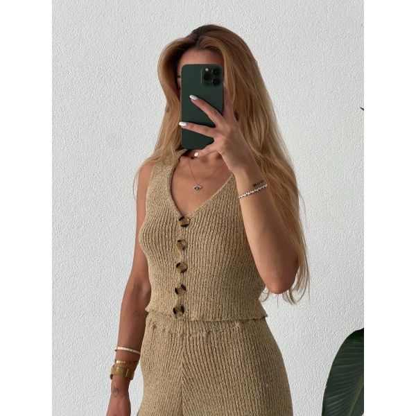 Yelekli Triko Takım