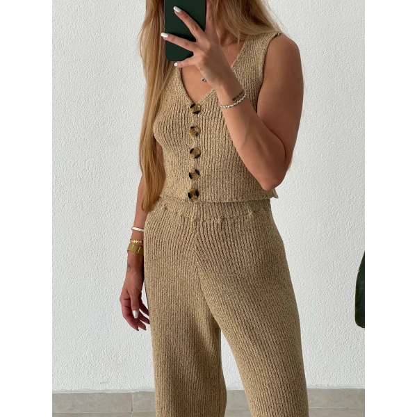 Yelekli Triko Takım