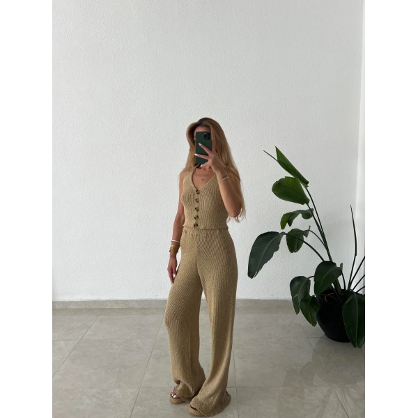 Yelekli Triko Takım