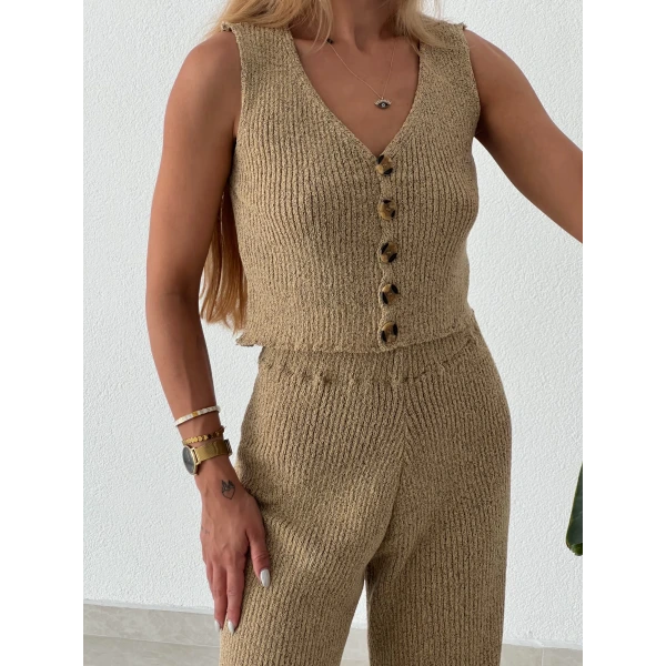 Yelekli Triko Takım