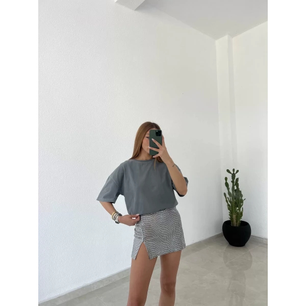 Yıkamalı Oversize Basic Tişört