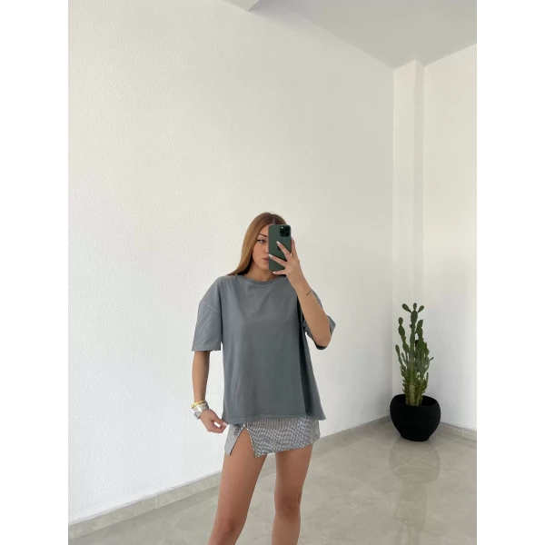 Yıkamalı Oversize Basic Tişört