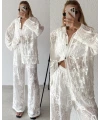 %100 Linen Kumaş İşlemeli Gömlekli Takım