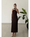 Aksesuarlı Midi Elbise