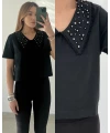 Bebe Yaka Taşlı Tişört
