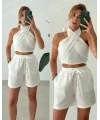 Boyundan Bağlamalı Şortlu Müslin Takım