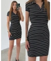 Çizgili Polo Yaka Elbise