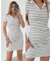 Çizgili Polo Yaka Elbise