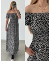 Desenli Uzun Elbise