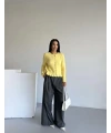 Volanlı Düğmeli Sarı Hırka