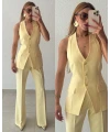 Halter Yaka Yelekli Palazzo Takım