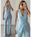 Halter Yaka Yelekli Palazzo Takım