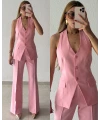 Halter Yaka Yelekli Palazzo Takım