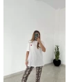 Kalp Nakışlı Pamuklu Tişört