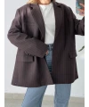 Oversize Mavi Çizgili Premium Kalite Ceket