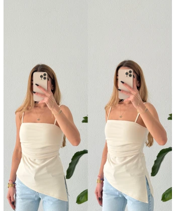 Asimetrik Yırtmaçlı Bel Drapeli Basic