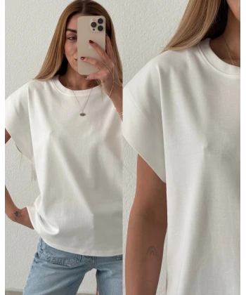 Düşük Kol Pamuk Basic Tişört