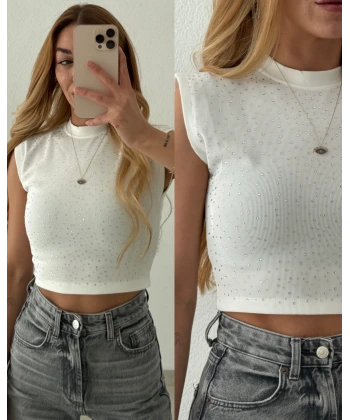 Taşlı Crop Top