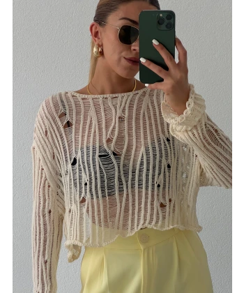 Ajurlu Mevsimlik Yırtıklı Triko