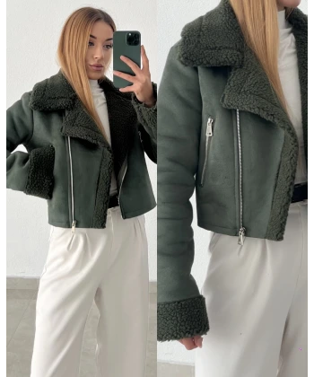 Biker Kürklü Süet Ceket