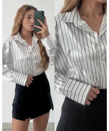 Çizgili Saten Gömlek
