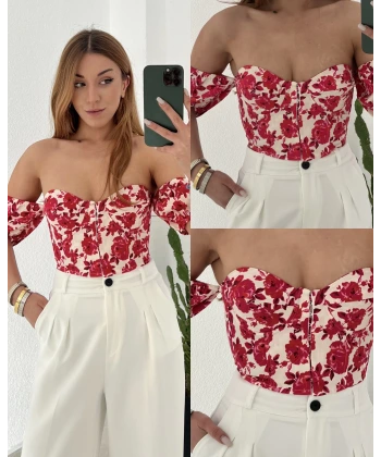 Desenli Agraflı Crop