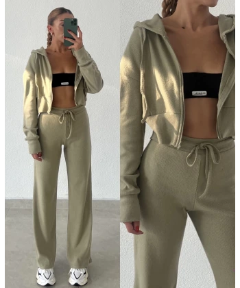 Fermuarlı Kapüşonlu Pamuk Takım