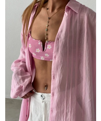 Keten Jakarlı Gömlek