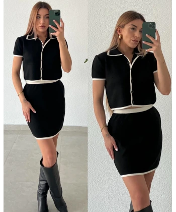 Kontrast Etekli Triko Takım