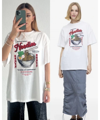 Noodle Baskılı Orj Marka Pamuk Tişört