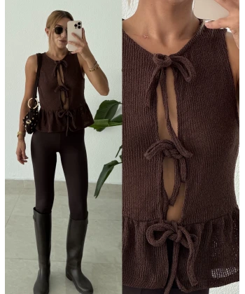 Orj Marka Bağlamalı Kolsuz Triko