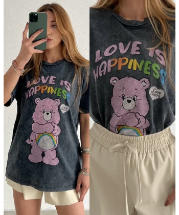 Orj Marka Baskılı Yıkamalı Tişört