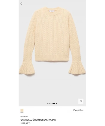 Orj. Marka Çan Kollu Örgü Desenli Kazak