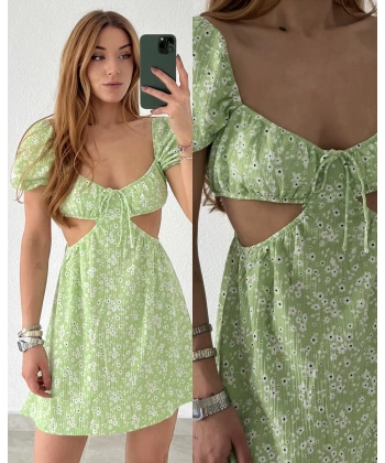 Orj Marka Çiçek Desenli Dekolteli Elbise